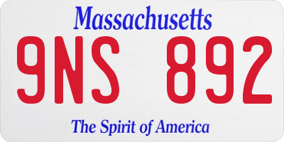 MA license plate 9NS892