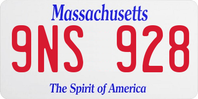MA license plate 9NS928