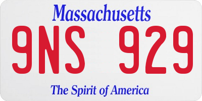 MA license plate 9NS929
