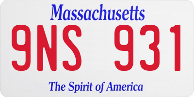 MA license plate 9NS931