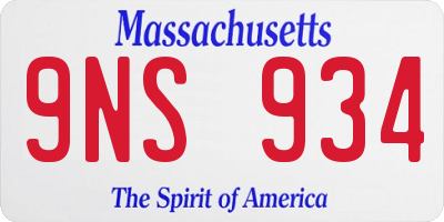 MA license plate 9NS934