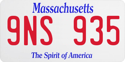 MA license plate 9NS935