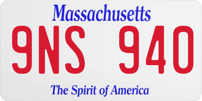 MA license plate 9NS940
