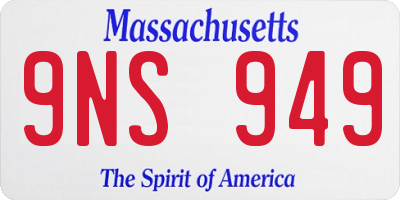 MA license plate 9NS949