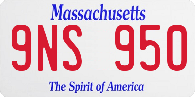 MA license plate 9NS950