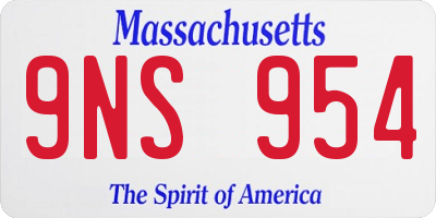 MA license plate 9NS954