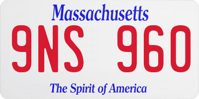 MA license plate 9NS960