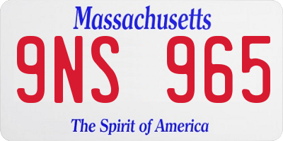 MA license plate 9NS965
