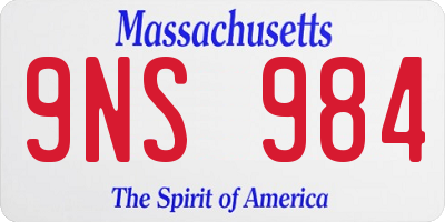 MA license plate 9NS984