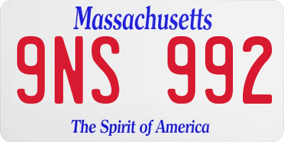 MA license plate 9NS992