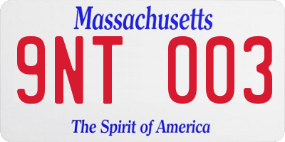 MA license plate 9NT003