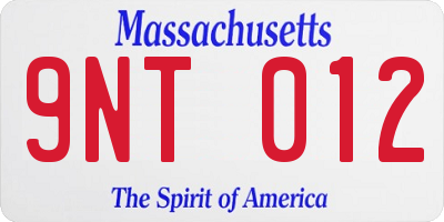MA license plate 9NT012