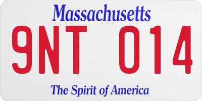 MA license plate 9NT014