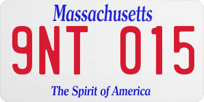 MA license plate 9NT015