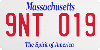 MA license plate 9NT019