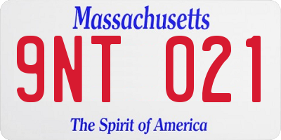 MA license plate 9NT021