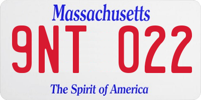 MA license plate 9NT022