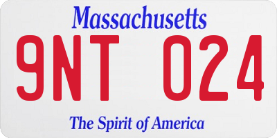 MA license plate 9NT024
