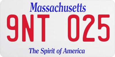 MA license plate 9NT025