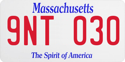 MA license plate 9NT030