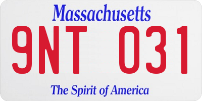 MA license plate 9NT031