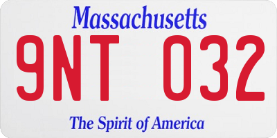 MA license plate 9NT032