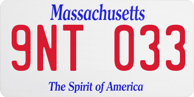 MA license plate 9NT033