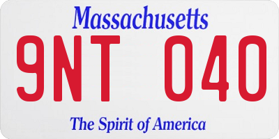 MA license plate 9NT040