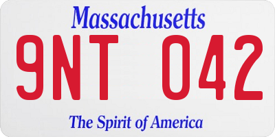 MA license plate 9NT042