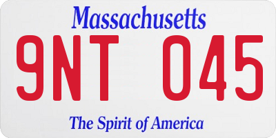 MA license plate 9NT045