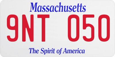 MA license plate 9NT050