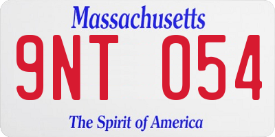 MA license plate 9NT054