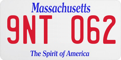 MA license plate 9NT062