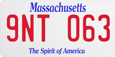 MA license plate 9NT063