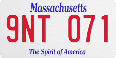 MA license plate 9NT071
