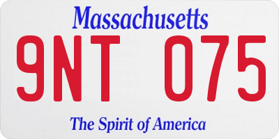 MA license plate 9NT075