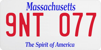 MA license plate 9NT077