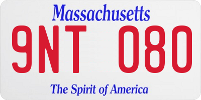 MA license plate 9NT080
