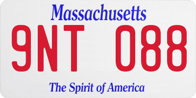 MA license plate 9NT088