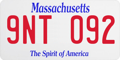 MA license plate 9NT092