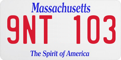 MA license plate 9NT103
