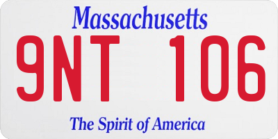 MA license plate 9NT106