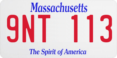 MA license plate 9NT113