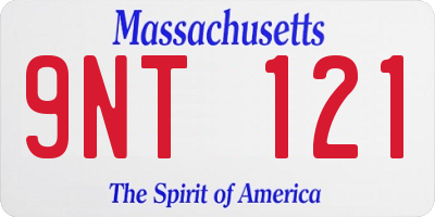 MA license plate 9NT121