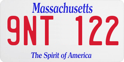 MA license plate 9NT122