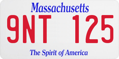 MA license plate 9NT125