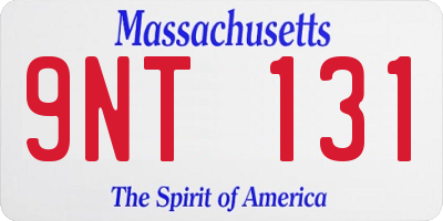 MA license plate 9NT131