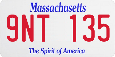 MA license plate 9NT135