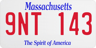 MA license plate 9NT143