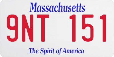 MA license plate 9NT151